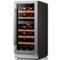Ca'Lefort - 15 inch Wine Fridge,3 color LED Wine cooler, Dual Zone 28-Bottle Wine Refrigerator,40-65°F,Built-in/Freestanding - Stainless Steel-Front_Standard