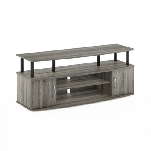 Furinno - JAYA Large Entertainment Center Hold up to 55-IN TV - French Oak/Black-Front_Standard 