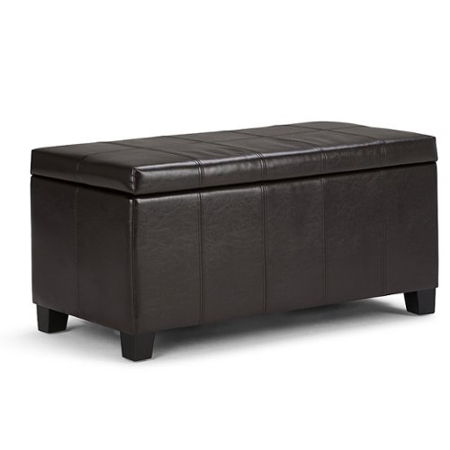  Simpli Home - Dover Rectangular Ottoman With Inner Storage - Tanned Brown