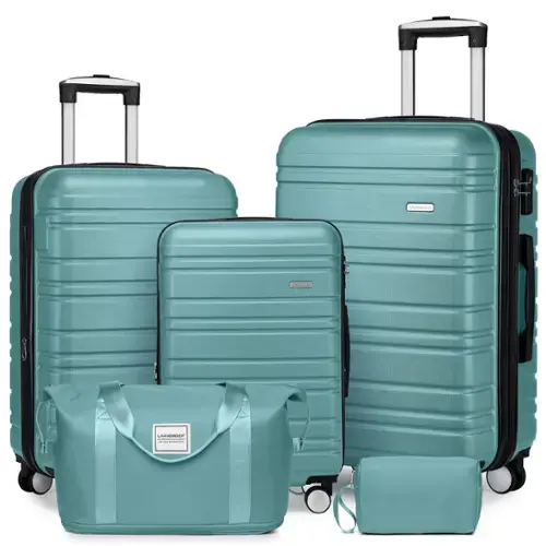 Front. Ecooso - Luggage Sets 5 Piece with Duffel Bags, Hardside Expandable Suitcases with Spinner Wheels - Dusty Blue.