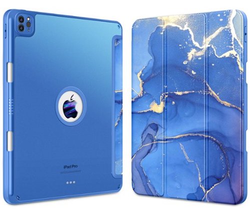 DTTO - Case​ for iPad Air 13" (M2/M3) and iPad Pro 12.9" (3rd/4th/5th/6th Gen) ,Smooth Matte Back,TPU Shockproof Frame - Ocean Marble-Front_Standard 