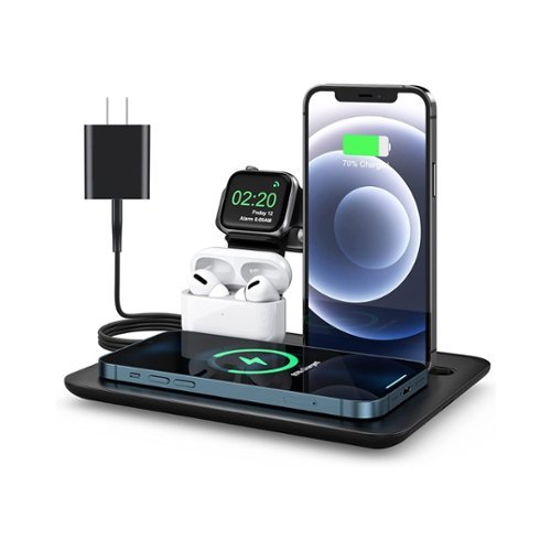 Trexonic - 4 in 1 Fast Charge Wireless Charging Station - Black-Front_Standard 