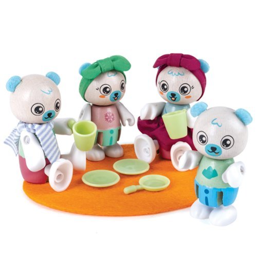 Hape - Hape: Polar Bear Family - 4 Animal Articulated Figures,Age 3+