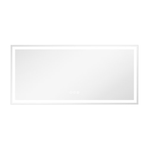 LOVMOR - 60 x 28 Inches Tempered Glass LED Bathroom Mirror with Anti-Fog & 3-Color Dimmable Lighting - Silver