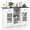 Costway - Sideboard Buffet Cabinet with 2 Drawers 2 Doors 3 Open Compartments 4 Shelves - White-Front_Standard