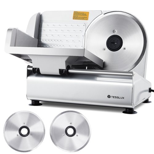 tesslux - Meat Slicer - Electric Deli Slicer, 200W, Dual 7.5" Blades, Adjustable Thickness 0-15mm - Silver-Front_Standard 