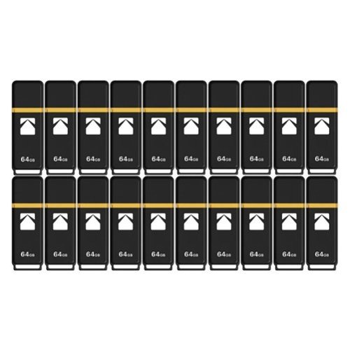 Kodak - USB 3.2 K100 64GB Flash Drive (20-pack) - Black-Front_Standard 