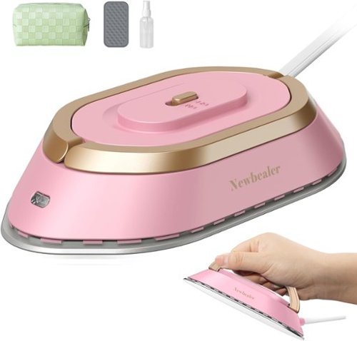 Newbealer - Dual Voltage Travel Iron,Mini Dry Iron for Clothes,302℉ Non-Stick Ceramic Soleplate, 0.8lbs Ultra-Lightweight - BlushPink-Front_Standard 