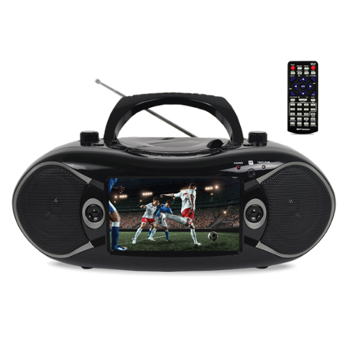 Emerson - 7” Bluetooth® TV & DVD Boombox with HD-INPUT & Stereo Speakers - Black-Front_Standard 