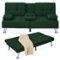 Best Choice Products - Modern Linen Convertible Futon Sofa Bed w/ Removable Armrests, Metal Legs, Cupholders - Dark Green-Front_Standard