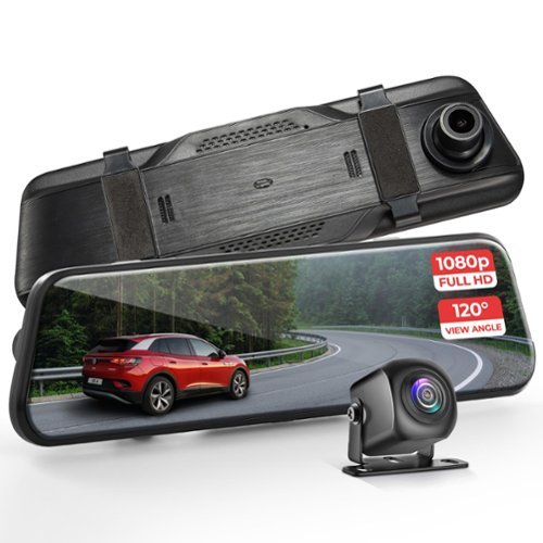 Pyle - PLCDVR1000 Dual Dash Cam Rearview Mirror, 1080p HD Front & Rear Car Camera with Night Vision, Touchscreen-Front_Standard 
