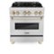 ZLINE - Autograph 30 in. Legacy Dual Fuel Range in Satin Steel & Gold Accents (RASZ-SN-30-G) - Stainless Steel-Front_Standard