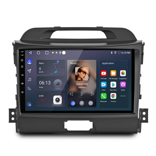 Junsun - 9 Inch 2+64GB Android 15 CarPlay For KIA Sportage 2010-2016 Car Stereo Radio GPS Navi RDS WIFI Bluetooth SWC - Black-Front_Standard 