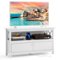 Costway - TV Cabinet Freestanding Wooden Console Media Entertainment Center Living Room - White-Front_Standard