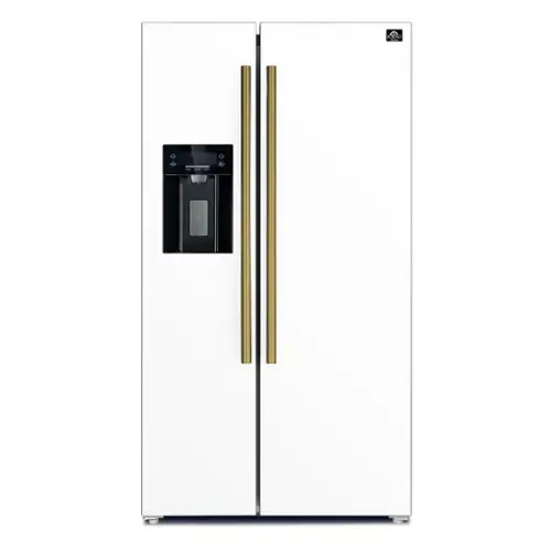 Front. Forno Appliances - Salerno 20 Cu. Ft. Side-by-Side Counter-Depth Refrigerator with Ice and Water Dispenser - White.