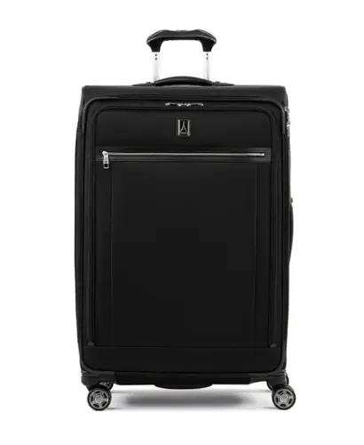 Front. Travelpro - Travelpro Platinum Elite Softside Expandable 29" Checked Spinner - Shadow Black.