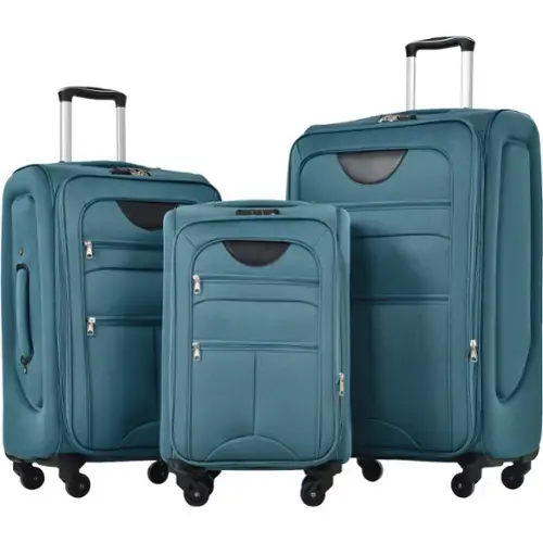 Front. Ecooso - 3-Piece Lightweight Spinner Luggage Set with TSA Lock, Quick-Access Pockets, and 360° Wheels - Green.