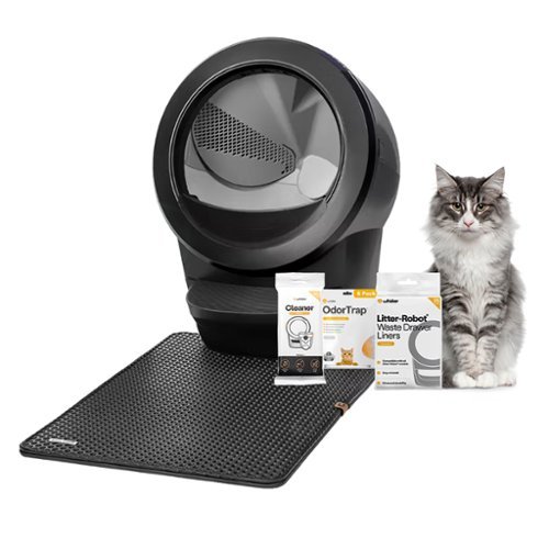 Whisker - Litter-Robot 4 Smart App-Controlled Self-Cleaning Litter Box Core Accessories Bundle - Black-Front_Standard 