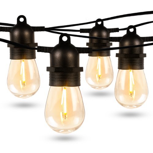  Lepro - 50ft Outdoor S14 LED String Lights, 2700K Warm White, 15 Edison Bulbs, Waterproof Bistro Lights for Garden Patio Holiday