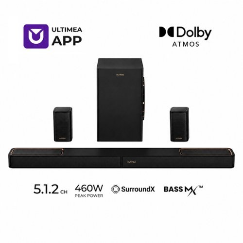 Ultimea - Skywave F40 Boom 5.1.2ch Sound Bar with Dolby Atmos, Surround Sound System for Home Theater, 460W - Black-Front_Standard 