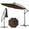 Costway - 10FT Patio Solar-Lighted 112 LED Cantilever Offset Umbrella Crank Tilt Outdoor - Coffee-Front_Standard