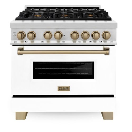 ZLINE - Autograph 36" Legacy Dual Fuel Range w/ 6 Burners & White & Bronze Accents (RAZ-WM-36-CB) - Multicolor-Front_Standard 