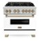 ZLINE - Autograph 36" Legacy Dual Fuel Range w/ 6 Burners & White & Bronze Accents (RAZ-WM-36-CB) - Multicolor-Front_Standard