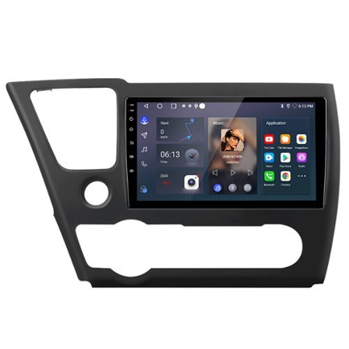 Junsun - 9" 2+64GB Android 15 carplay For Honda Civic 2013-2015 Car Stereo Radio GPS Navi WIFI RDS DSP SWC FM Bluetooth - Black-Front_Standard 