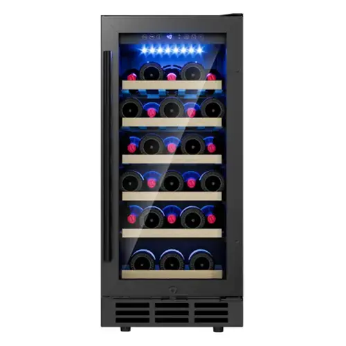 Front. Euhomy - 30-Bottle 15 in Dual Zone Wine Fridge - Black Undercounter/Freestanding Cooler, Reversible Door & Removable Shelves - black.