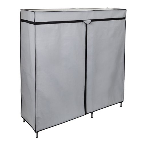 Honey-Can-Do - 60In Wide Double Door Portable Wardrobe Closet - Gray-Front_Standard 
