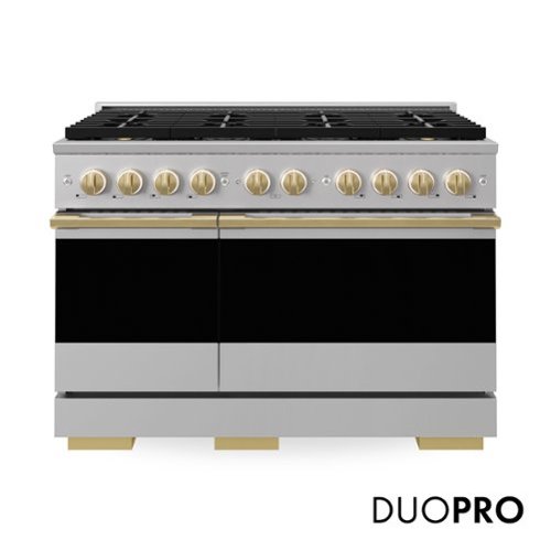 ZLINE - Autograph 48 in. 6.7 cu. ft. Marino Freestanding DuoPro Dual Fuel Range with Convection Oven & Gold Accents - Stainless Steel