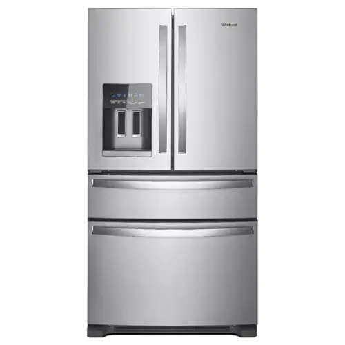 Front. Whirlpool - 36 in. Wide 25 cu. ft.  Wide French Door Bottom Mount Refrigerator with Two-Tier Freezer Storage - Fingerprint Resistant Stainless Steel.