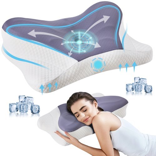 Anysun - Cervical Neck Pillow, Cooling Ergonomic Memory Foam Pillows ，Dual Height Orthopedic Support Contour Pillow for Side - Gray-Front_Standard 