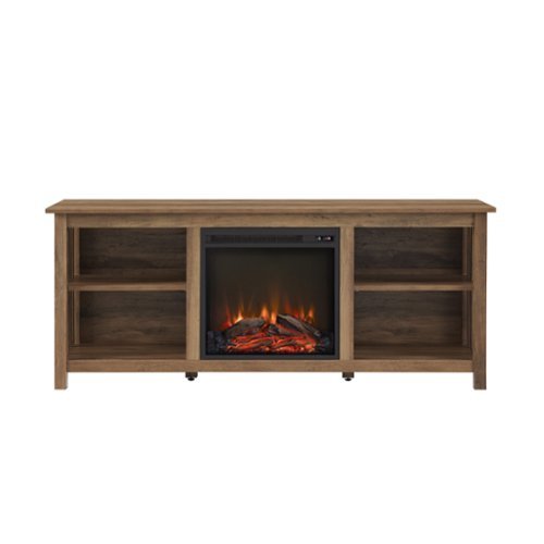 Walker Edison - Mission-Style Fireplace TV Stand for Most TVs up to 65” - Rustic Oak-Front_Standard 