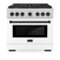 ZLINE - Autograph 36 in. Paramount Satin Steel Gas Range with Black Accents (SGRSZ-WM-36-MB) - White-Front_Standard