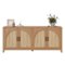 Bestier - 70" Modern TV Stand for TVs up to 75", Wood Media Console with 4 Fluted Curved Doors - brown oak-Front_Standard