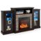 Costway - Fireplace TV Stand with Led Lights & 18" Electric Fireplace For 65" Wall-Mounted TV - Dark Brown-Front_Standard