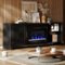 Bestier - 63" Fireplace TV Stand with Remote Control, Barn Doors Design & 3 Tier Adjustable Shelves for up to 70" TVs - Black-Front_Standard