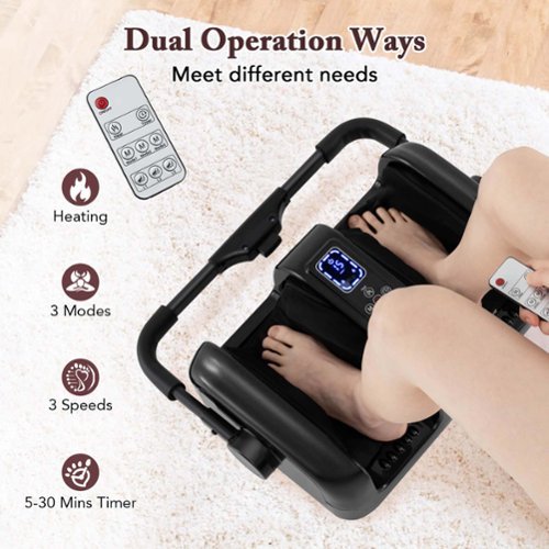 Costway Foot & Calf Massager Deep Kneading Shiatsu Massager Machine with Heat - Black GLOBAL SHIPPING