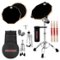 5 CORE - 5Core Drum Practice Pad Set 12" Snare Drumming Stand 2 Sided Silent Drummer Kit - Black-Front_Standard