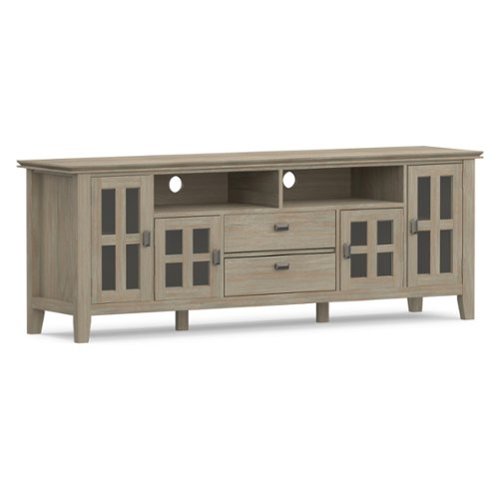 Simpli Home - Artisan 72W Low TV Stand with Drawers, Glass Doors and Cubbies - Distressed Gray-Front_Standard 