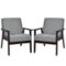 Costway - Set of 2 Fabric Accent Armchair Wooden Upholstered Lounge Chair - Dark Gray-Front_Standard