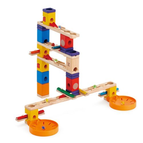 Hape Quadrilla Wooden Marble Run Construction Playset, 97 Pieces