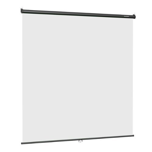 RAUBAY - 6.7′ x 7.2′ Pull Down Screen Backdrop Retractable Collapsible Wall-Mount Background - White-Front_Standard 
