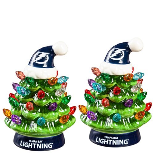 Evergreen Enterprises - Tampa Bay Lightning 2-Pack 4" Ceramic LED Christmas Tree Set - Multicolor-Front_Standard 