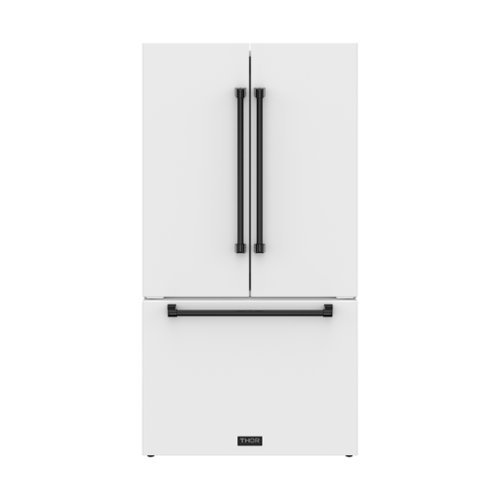 36 in. Wide Gordon Ramsay Series by Thor Kitchen 20.3 Cu. Ft. Counter Depth Refrigerator with Black Hardware - Matte White