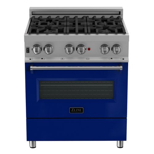 ZLINE - 30 in. Legacy Dual Fuel Range in Satin Stainless Steel & Blue Gloss Door (RAS-BG-30) - Blue Gloss-Front_Standard 