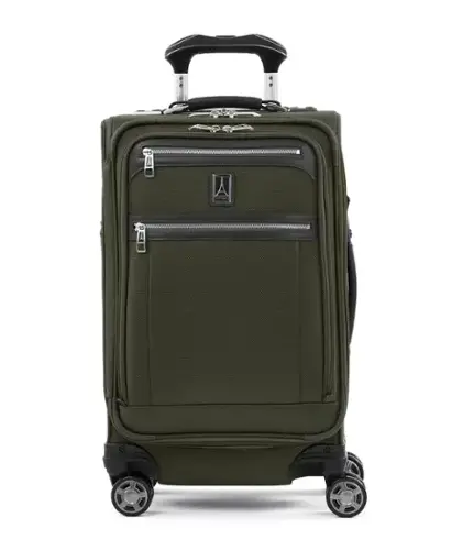 Front. Travelpro - Travelpro Platinum Elite Softside Expandable 21" Carry On Spinner - Pilot Green.