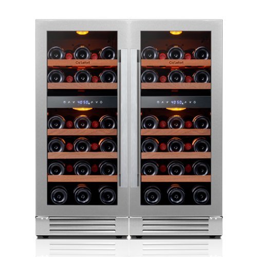 Ca'Lefort - 30 Inch Wine Fridge,56 Bottle Glass Door Wine Cooler, 40-65°F Dual Zone Wine Refridgerator,3 Color LED, Built-in - Stainless Steel-Front_Standard 