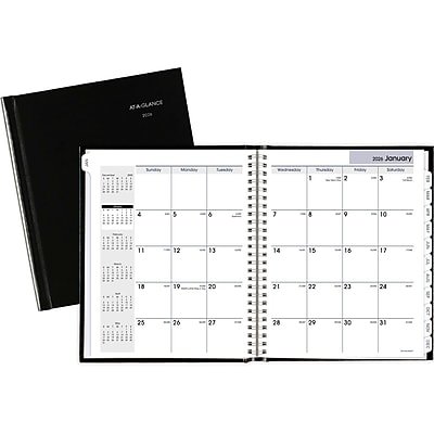  AT-A-GLANCE - 2026 DayMinder 7" x 8.5" Monthly Planner, Faux Leather Cover - Black